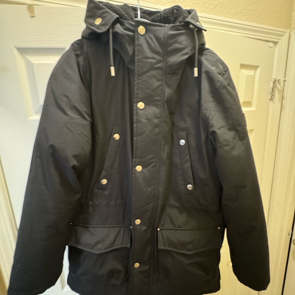 The Kooples Black Hooded Puffer Jacket